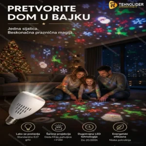 Novogodišnja LED Projektorska Sijalica – Pretvorite Dom u Prazničnu Bajku ✨🎄