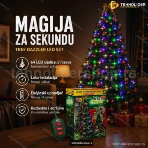 Tree Dazzler Novogodišnje Sijalice za Jelku – 64 LED, 8 Nizova