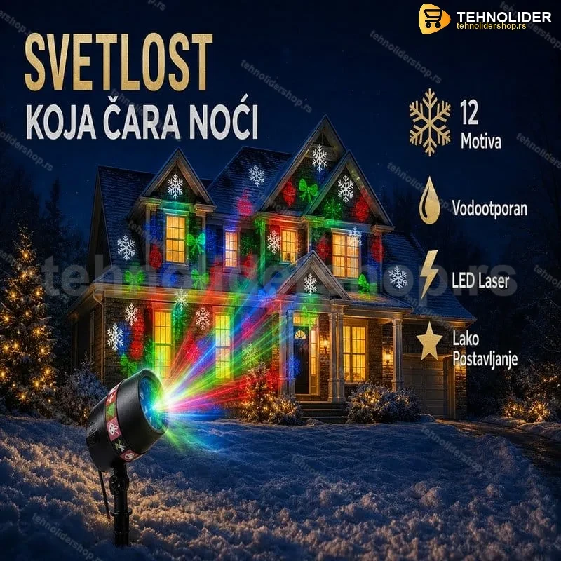 Novogodišnji vodootporni laserski projektor – 12 motiva Novogodišnji vodootporni laserski projektor – 12 motiva