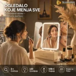 MiraBeauty Ogledalo sa LED Svetlom za Šminkanje — USB-C, 3× Uveličanje