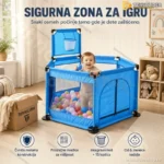 Ogradica za Bebe 2 u 1 sa Košem i 15 Loptica – Sigurna Zona za Igru