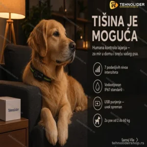 Punjiva Ogrlica Protiv Lajanja Pasa – Zvuk i Impuls, IP67