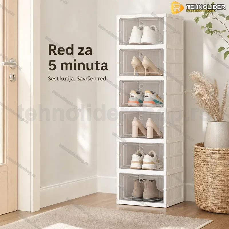 Organizator za Obuću – Set od 6 Providnih Kutija za Sortiranje Organizator za Obuću – Set od 6 Providnih Kutija za Sortiranje