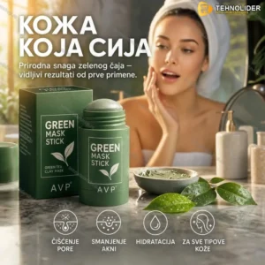 Organska maska od gline i zelenog caja 1+1 Gratis