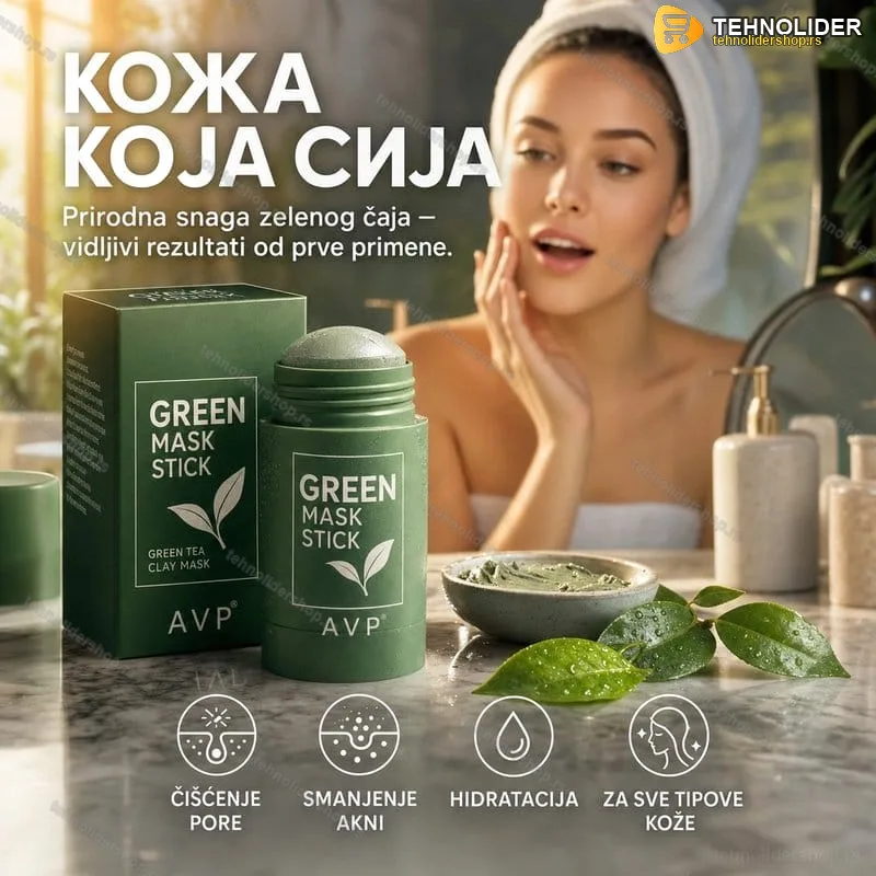 Organska maska od gline i zelenog caja 1+1 Gratis Organska maska od gline i zelenog caja 1+1 Gratis