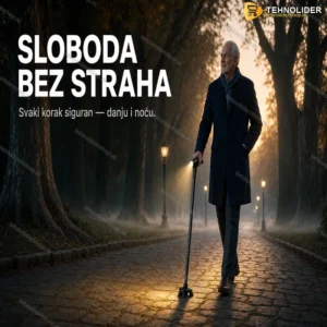 Ortopedski štap sa 4 tačke oslonca i LED svetlom — sklopivi, za sigurno hodanje