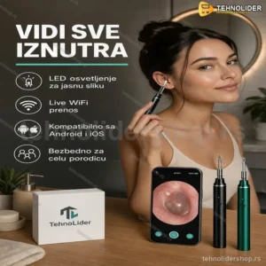 Otoskop Kamera za Uši sa LED Svetlom – Sigurno Čišćenje Ušnog Kanala