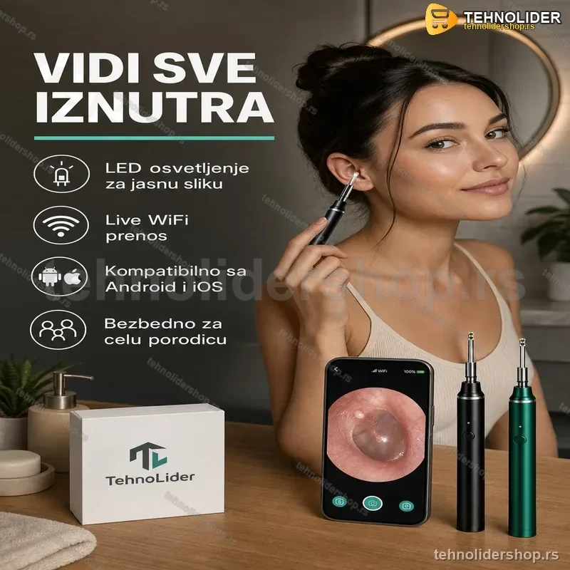 Otoskop Kamera za Uši sa LED Svetlom – Sigurno Čišćenje Ušnog Kanala Otoskop Kamera za Uši sa LED Svetlom – Sigurno Čišćenje Ušnog Kanala