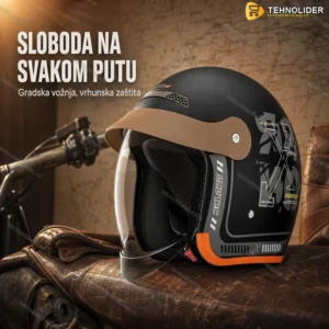 Otvorena moto kaciga sa vizirom — jet model