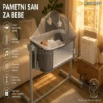 Pametni Next To Me Krevetić za Bebe sa Automatskim Ljuljanjem, Bluetooth Muzikom i Sleep Sensing Sistemom
