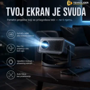Pametni Pan-Tilt Projektor sa Android Sistemom – Full HD, HDR, USB, Gaming