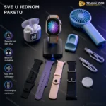 Pametni sat D96 Plus sa ventilatorom, slušalicama i dodatnim narukvicama