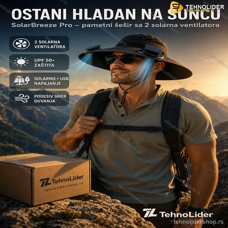 Pametni Šešir za Sunce sa Duplim Ventilatorom Pametni Šešir za Sunce sa Duplim Ventilatorom