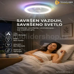Plafonski Ventilator sa LED Svetlom i Daljinskim Upravljačem – Grlo E27
