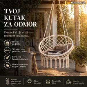 Ljuljaška za terasu – pletena sa metalnom konstrukcijom