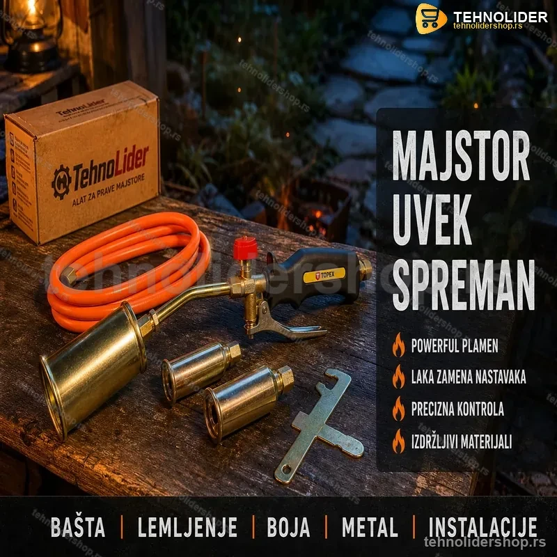 Plinski Brener sa Regulatorom, Crevom i Ključem — Komplet za Gas Plinski Brener sa Regulatorom, Crevom i Ključem — Komplet za Gas