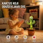 Veseli plišani kaktus koji peva, igra i svetli
