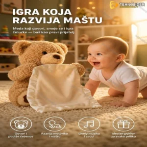 Plišani veseli meda koji govori i igra žmurke