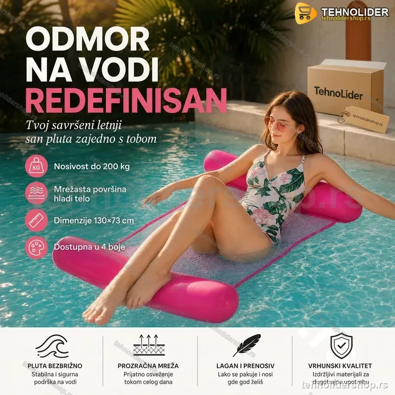 Plutajuća Ležaljka za Bazen i Vodu — Ergonomski Dizajn, do 200 kg Plutajuća Ležaljka za Bazen i Vodu — Ergonomski Dizajn, do 200 kg