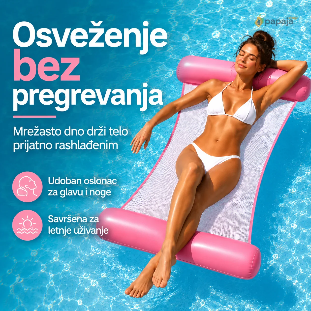 Plutajuća vodena ležaljka 130x70 cm — set 2 komada vodena ležaljka - prednja strana
