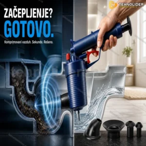 Pneumatski otpušivač odvoda sa 4 nastavka