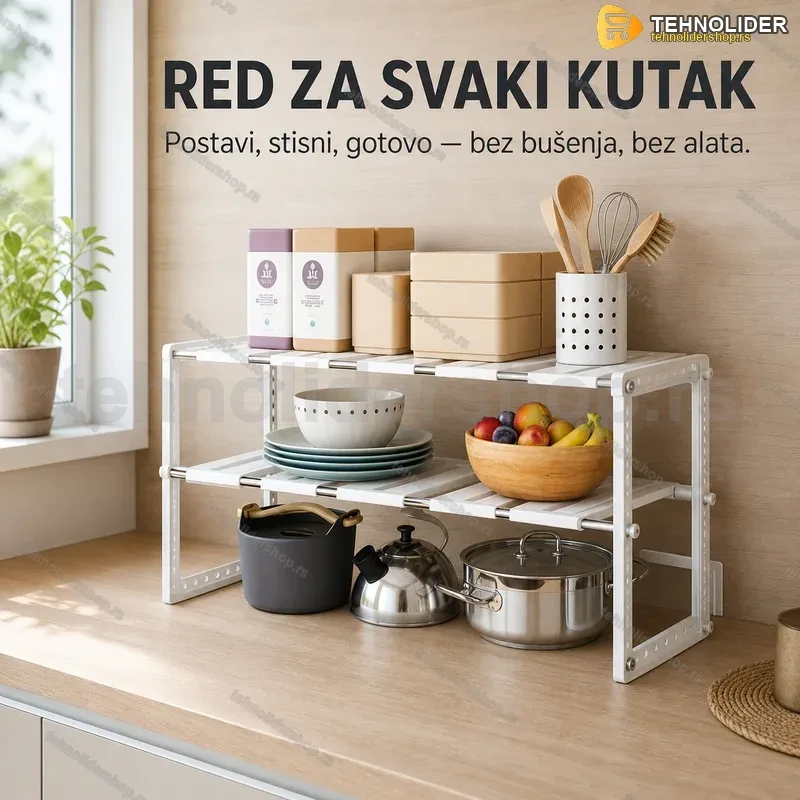 Lako podesiva polica za kuhinju i kupatilo Lako podesiva polica za kuhinju i kupatilo