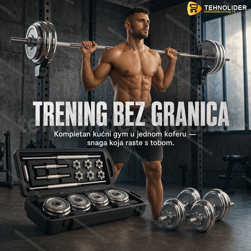 podesivi-tegovi-bucice-50kg-sipka-bench-tehnolidershop YORK Podesivi Tegovi i Bučice 50kg sa Šipkom – Set za Kućni Trening