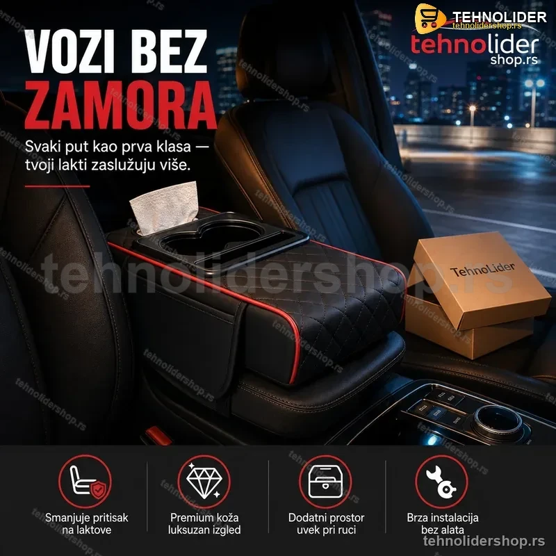 Podloga za Naslon za Ruke u Automobilu – PU Koža, Memorijska Pena Podloga za Naslon za Ruke u Automobilu – PU Koža, Memorijska Pena