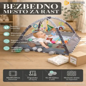 Podloga za igru za bebe sa ogradicom + 20 loptica