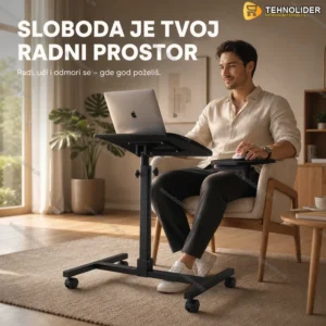 Pokretni Sto za Laptop HS-302 – Podesiva Visina i Nagib sa Točkićima