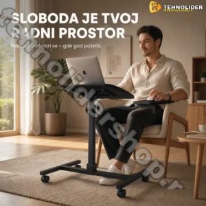 Pokretni Sto za Laptop HS-302 – Podesiva Visina i Nagib sa Točkićima