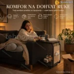 Pomoćni Stočić C Oblika sa Točkićima — Multifunkcionalni Stol za Sofu i Krevet