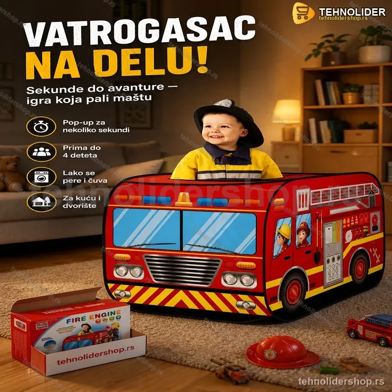 Pop-up Šator za Decu – Vatrogasno Vozilo Pop-up Šator za Decu – Vatrogasno Vozilo