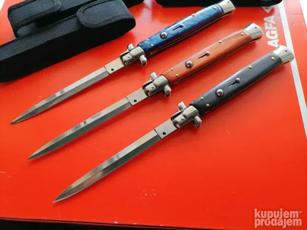 Preklopni stiletto nož sa automatskim otvaranjem — dugi model stiletto nož na preklop - prednja strana