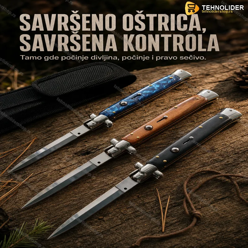 Preklopni stiletto nož sa automatskim otvaranjem — dugi model Preklopni stiletto nož sa automatskim otvaranjem — dugi model