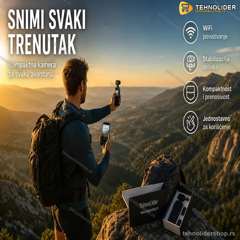 Prenosiva Kamera za Snimanje sa Stabilizacijom i WiFi Vezom Prenosiva Kamera za Snimanje sa Stabilizacijom i WiFi Vezom