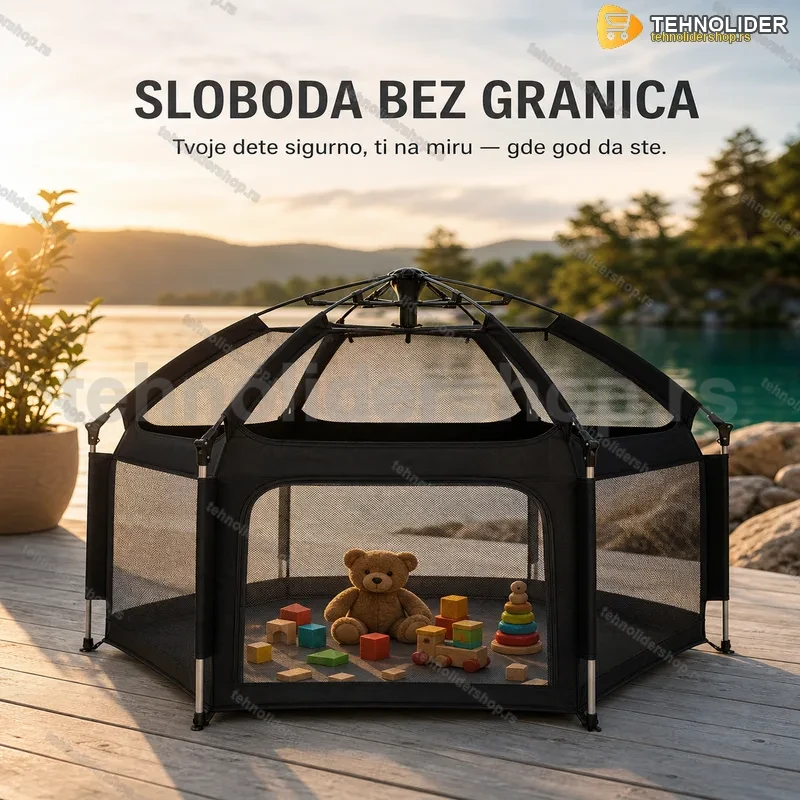 Prenosiva ogradica za decu — šator za igru, teget, 150x120cm Prenosiva ogradica za decu — šator za igru, teget, 150x120cm