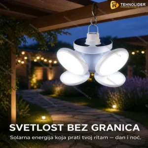 Prenosiva Solarna Lampa – Sklopiva LED Lampa za Baštu i Kampovanje