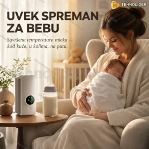 Prenosivi grejač za bebine flašice sa regulacijom temperature i baterijom 6000 mAh