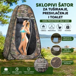 Prenosivi sklopivi šator za tuširanje i presvlačenje — kampovanje