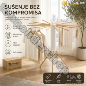 Prenosivi Sušač za Veš – Aluminijum i Drvo, Elegantan Dizajn
