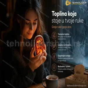 Prenosni Električni Grejač za Ruke – USB-C Punjenje, 4 Nivoa Temperature