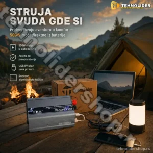 Pretvarač 12V na 220V 500W — Inverter za Vikendice i Kampovanje