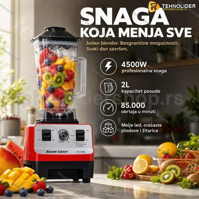 🥤 Blender Silver Crest 4500W – Snaga Koja Menja Sve! 🥤 Blender Silver Crest 4500W – Snaga Koja Menja Sve!