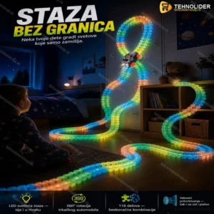 Promenljiva Staza sa LED Svetlećim Trkačkim Automobilom