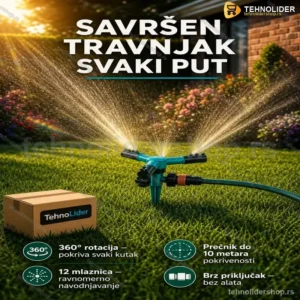 Prskalica za Travnjak sa 360° Rotacijom i 12 Mlaznica