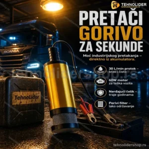 Pumpa za Pretakanje Goriva 24V – 60W Motor, Protok 30 L/min
