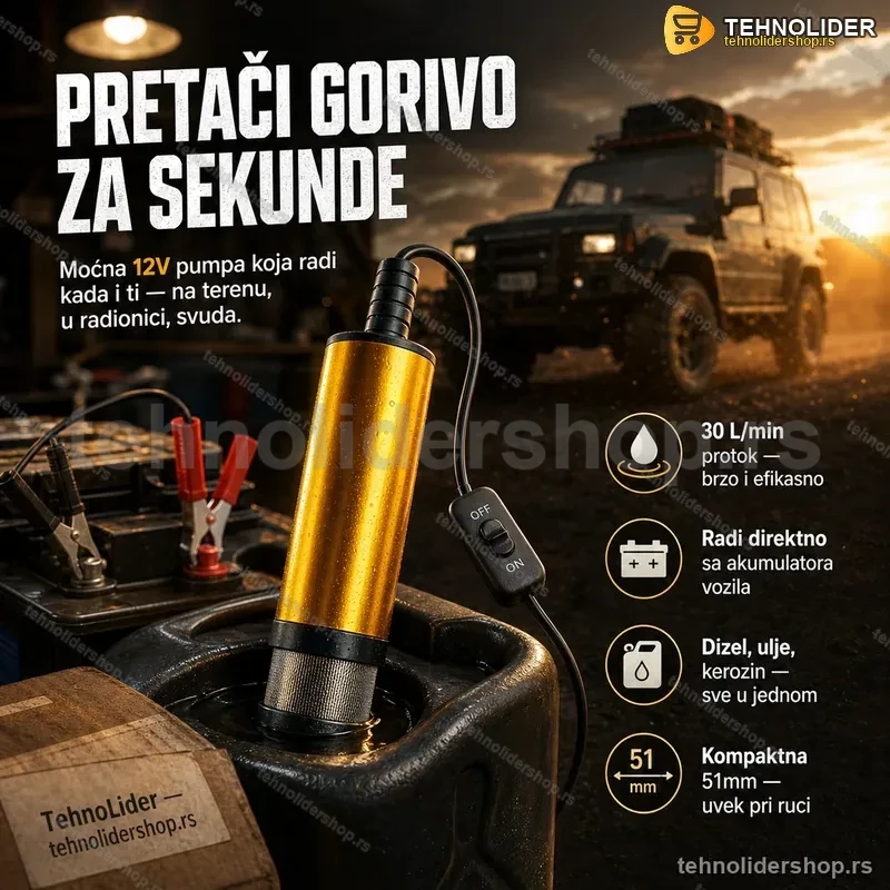 Pumpa za Pretakanje Goriva 12V – Dizajn, Nafta, Ulje | 60W Pumpa za Pretakanje Goriva 12V – Dizajn, Nafta, Ulje | 60W
