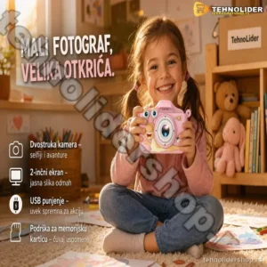 Puž dečiji digitalni fotoaparat – roze kamera za male fotografe