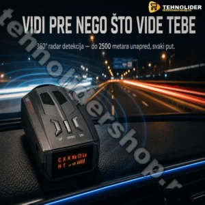 Radar Detektor za Auto V9 – 360° Detekcija Radara i Kamera sa LED Ekranom